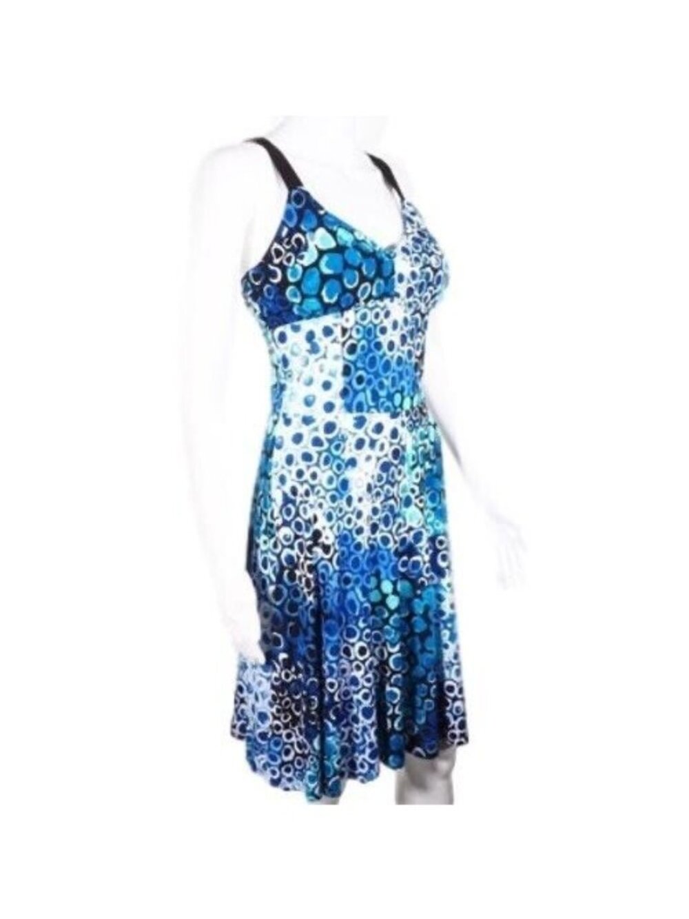 Papillon Blanc Dress Womens Size 4 P A Line Sleeveless Blue Black White Lined - Picture 2 of 10